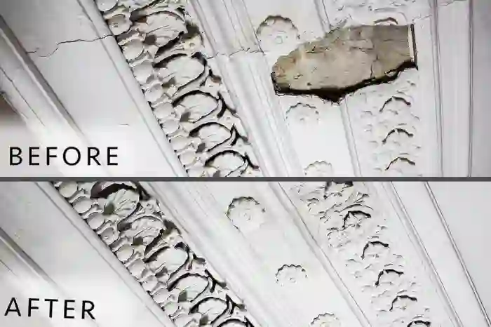 Gallery image for Plaster restoration in Helensburgh: Cornice repair - before and after